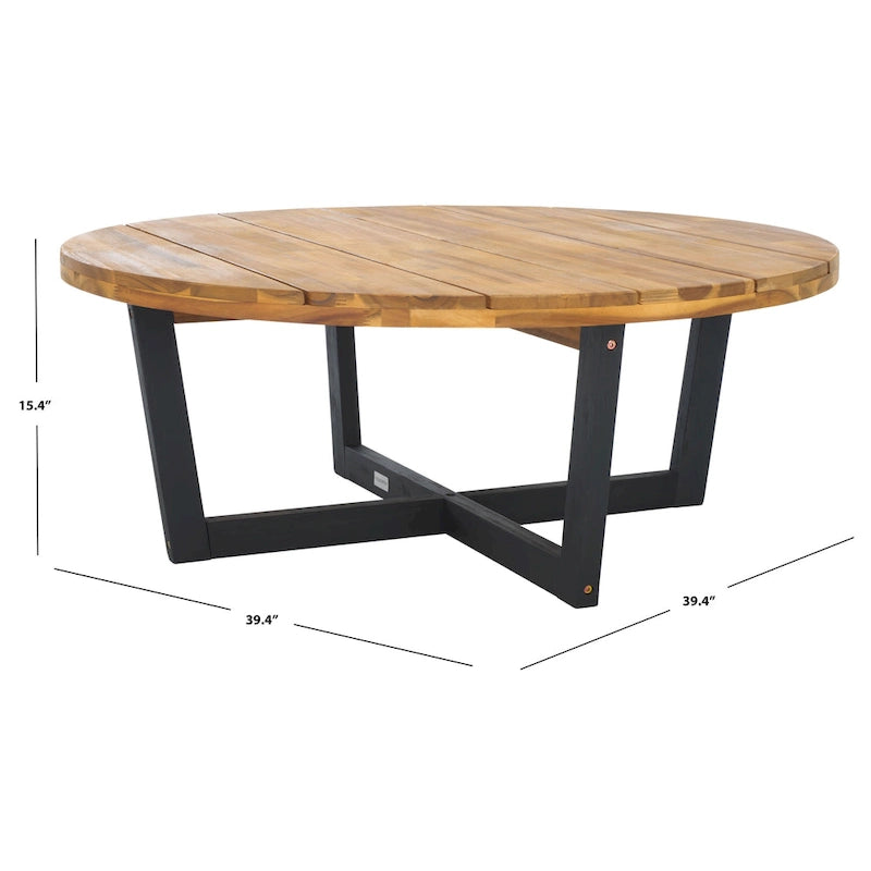 Table basse d'extérieur ronde à 4 pieds Yareli SAFAVIEH - 39Wx39Dx15H