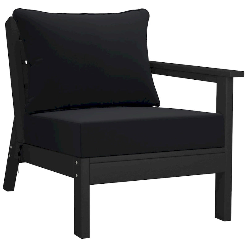 Polytrends Birchwood Canapé d'extérieur 3 places avec coussins en HDPE tout temps, noir