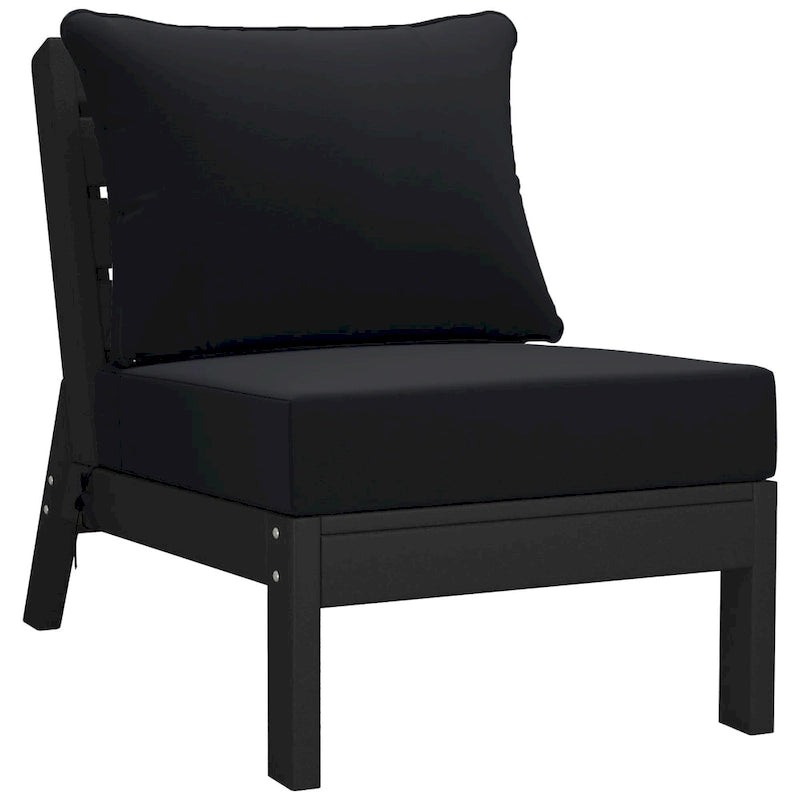Polytrends Birchwood Canapé d'extérieur 3 places avec coussins en HDPE tout temps, noir