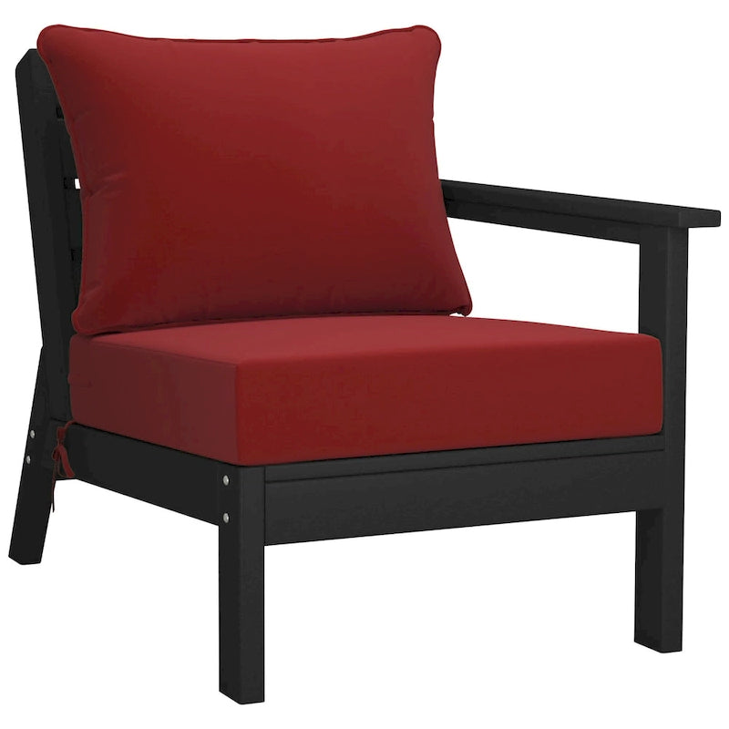 Polytrends Birchwood Canapé d'extérieur 3 places avec coussins en HDPE tout temps, noir