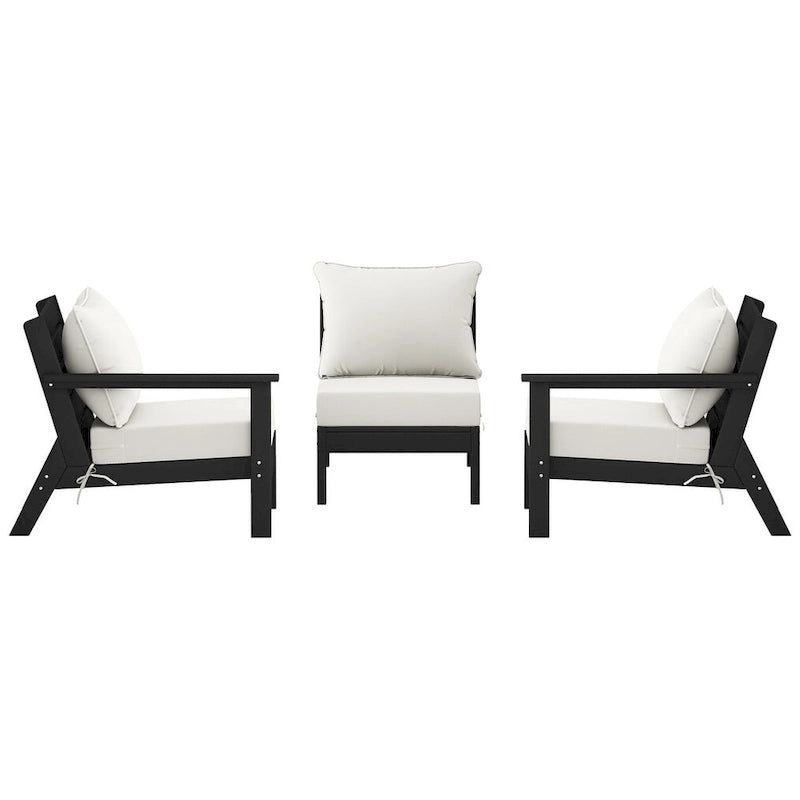 Polytrends Birchwood Canapé d'extérieur 3 places avec coussins en HDPE tout temps, noir