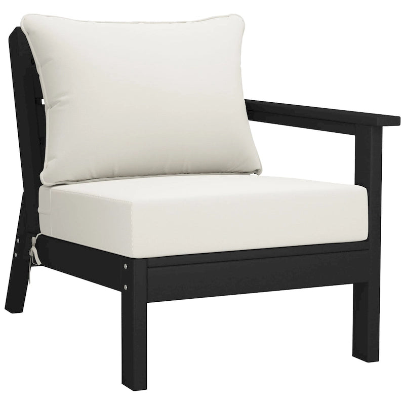 Polytrends Birchwood Canapé d'extérieur 3 places avec coussins en HDPE tout temps, noir