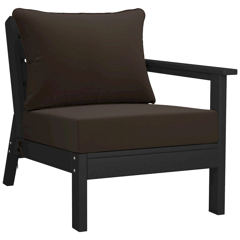 Polytrends Birchwood Canapé d'extérieur 3 places avec coussins en HDPE tout temps, noir