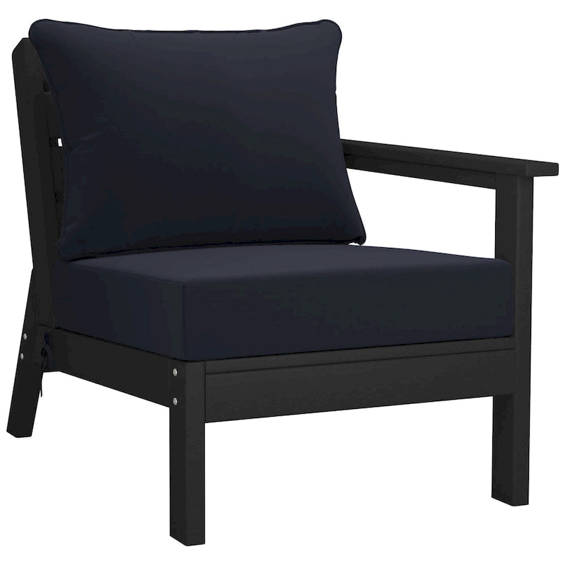 Polytrends Birchwood Canapé d'extérieur 3 places avec coussins en HDPE tout temps, noir