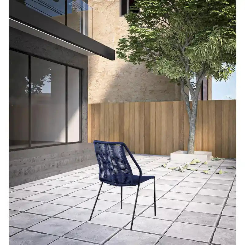 Set of Two 22 Blue Metal Outdoor Dining Chair
