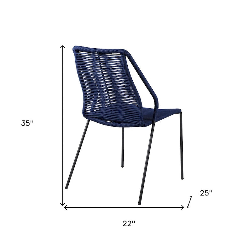Lot de deux chaises de salle à manger d'extérieur en métal bleu de 22 po