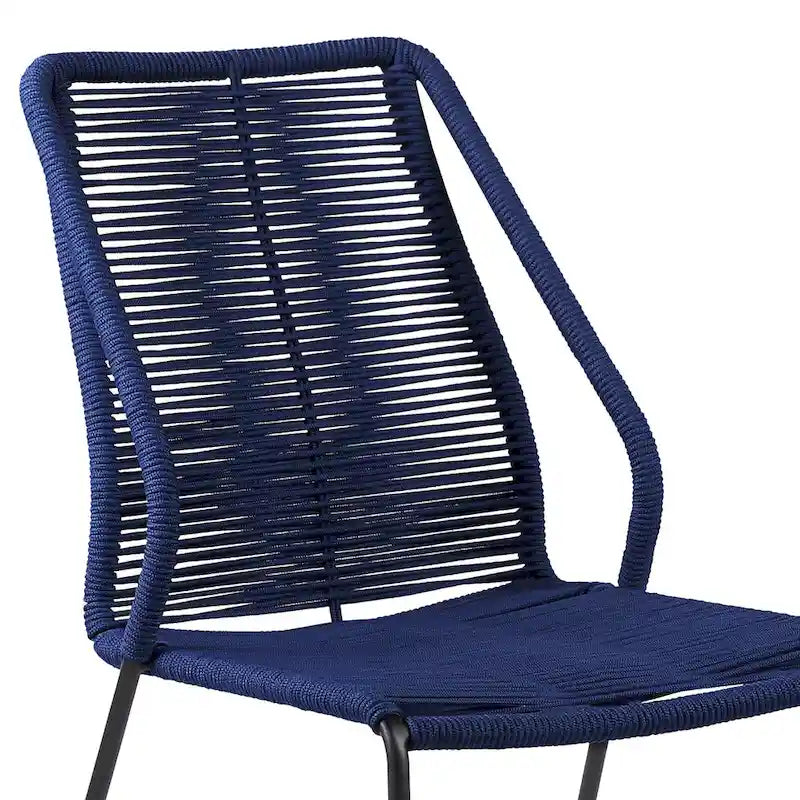 Lot de deux chaises de salle à manger d'extérieur en métal bleu de 22 po