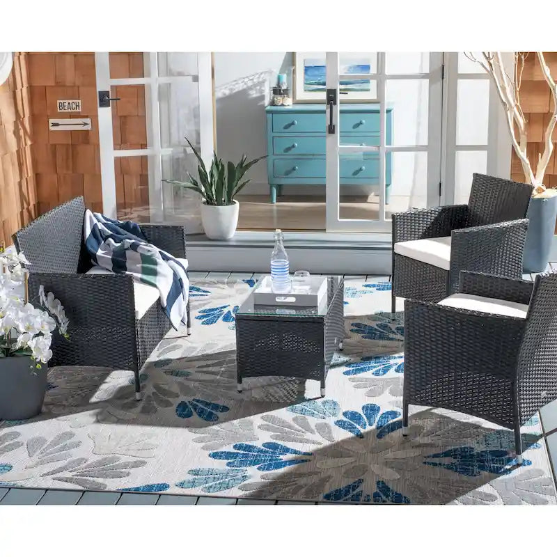 SAFAVIEH Outdoor Bandele 4-Piece Conversation Patio Set - 41W x 23D x 31H