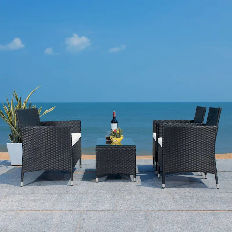 SAFAVIEH Ensemble de conversation de patio 4 pièces Bandele pour l'extérieur - 41W x 23D x 31H
