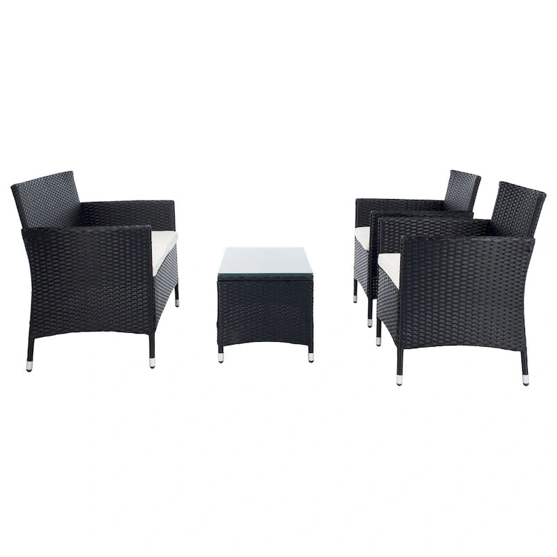 SAFAVIEH Ensemble de conversation de patio 4 pièces Bandele pour l'extérieur - 41W x 23D x 31H