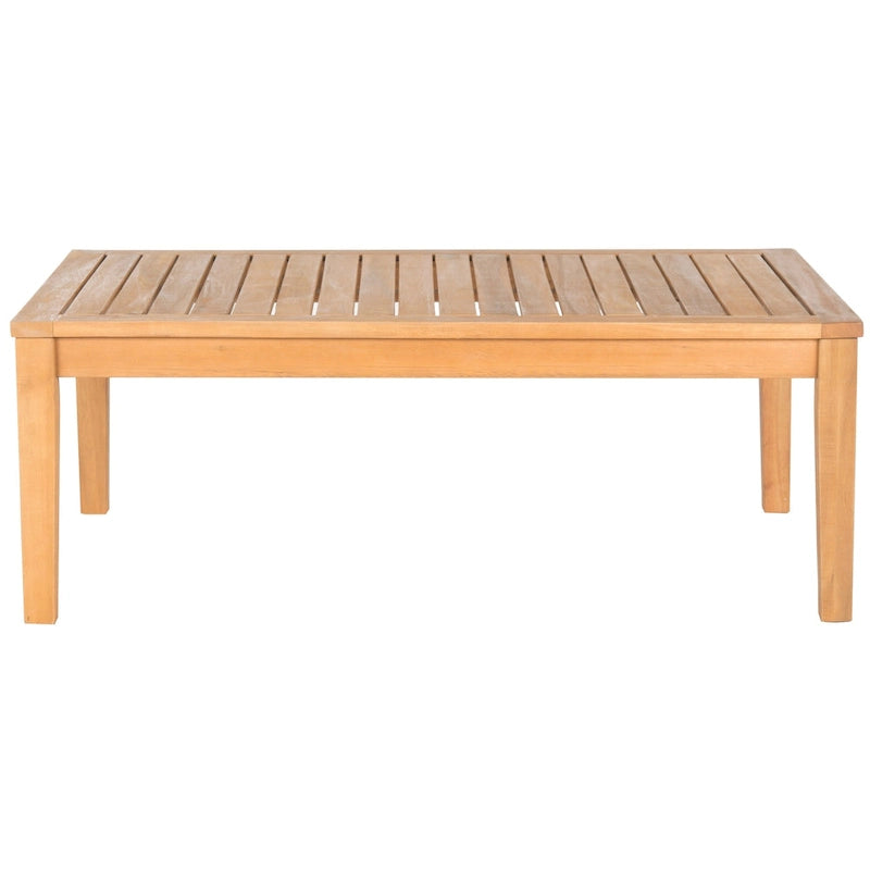 SAFAVIEH Outdoor Living Del Mar Ensemble de patio 4 pièces en bois d'acacia marron avec coussins beiges - 48 L x 25 P x 32 H po
