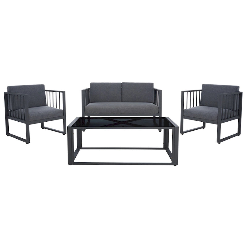SAFAVIEH Ensemble de salon d'extérieur Holyoke 4 pièces - 49L x 25P x 28H