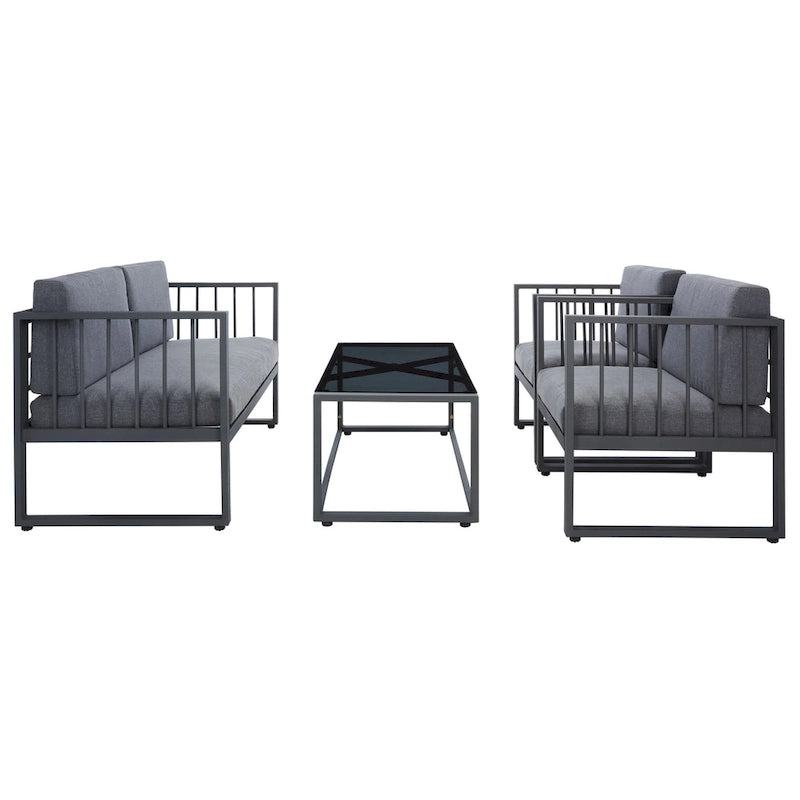 SAFAVIEH Ensemble de salon d'extérieur Holyoke 4 pièces - 49L x 25P x 28H