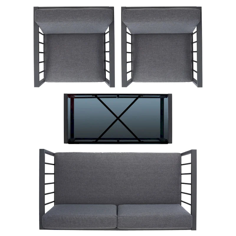 SAFAVIEH Ensemble de salon d'extérieur Holyoke 4 pièces - 49L x 25P x 28H
