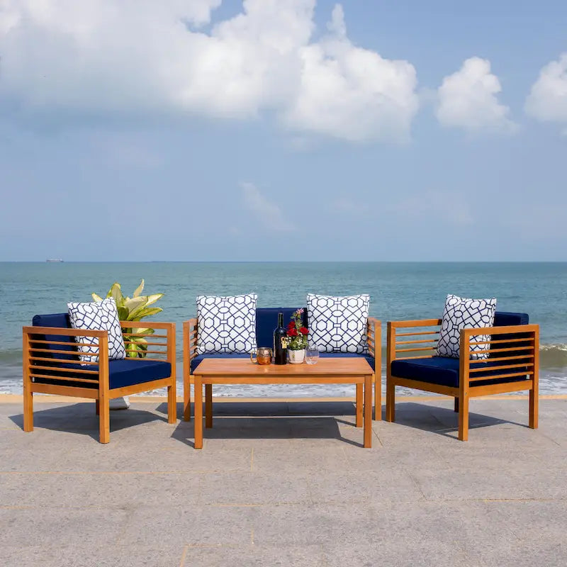 SAFAVIEH Outdoor Living Alda 4-piece Set with Accent Pillows - 51W x 26D x 26H