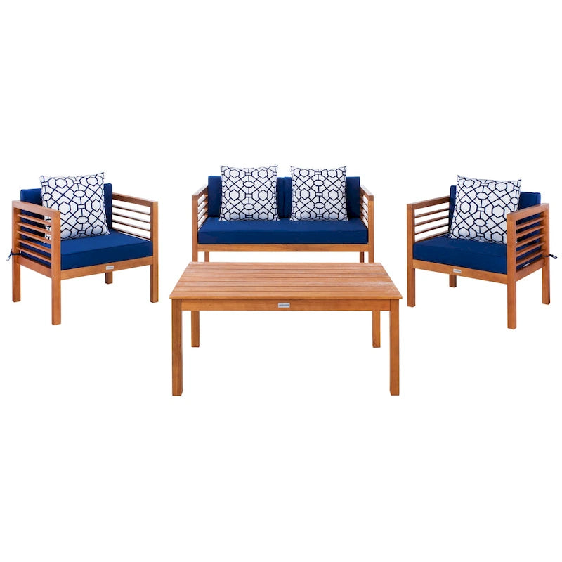 SAFAVIEH Outdoor Living Alda Ensemble 4 pièces avec Coussins Décoratifs - 51L x 26P x 26H