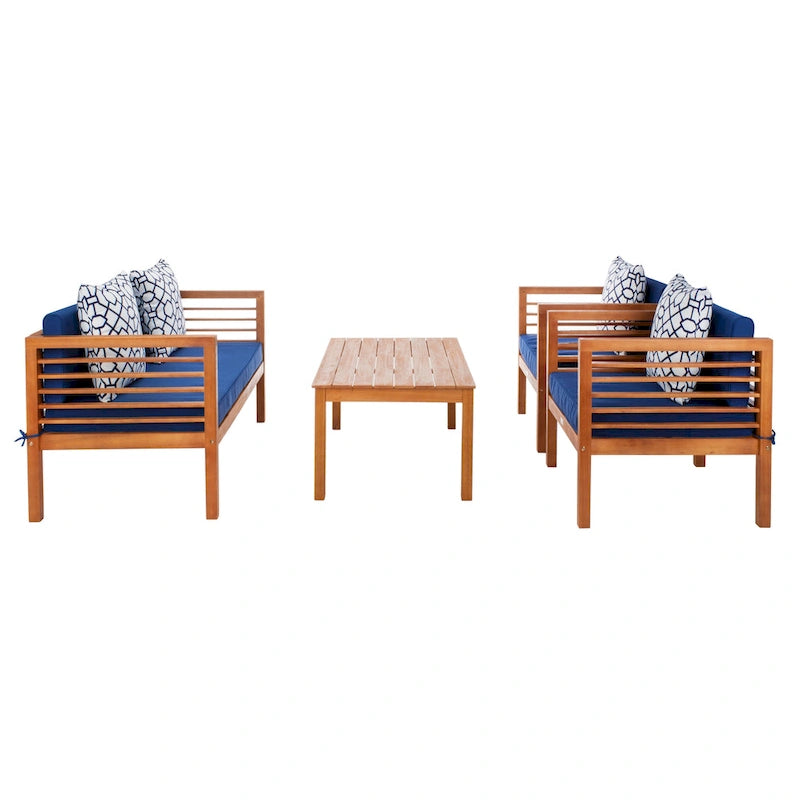 SAFAVIEH Outdoor Living Alda Ensemble 4 pièces avec Coussins Décoratifs - 51L x 26P x 26H