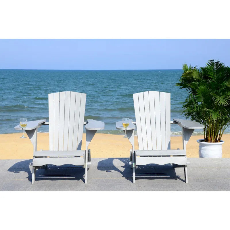SAFAVIEH Chaise Adirondack Breetel d'extérieur (lot de 2) - 34 larg. x 34 prof. x 34 haut.