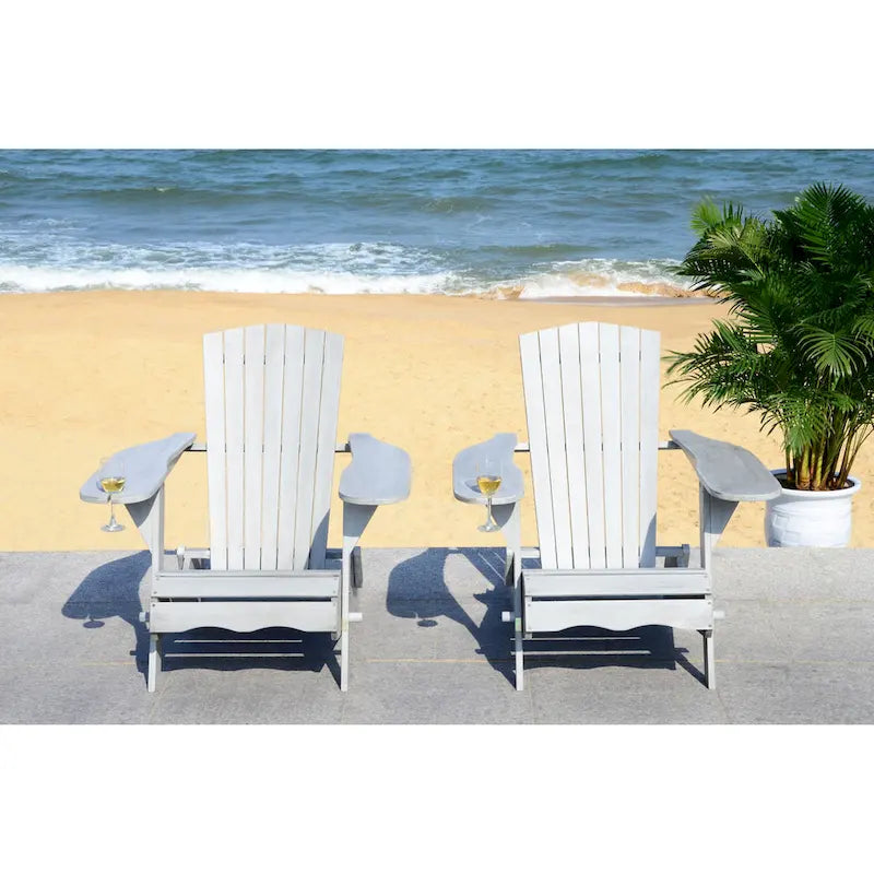 SAFAVIEH Chaise Adirondack Breetel d'extérieur (lot de 2) - 34 larg. x 34 prof. x 34 haut.