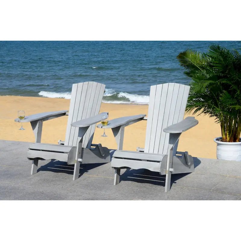 SAFAVIEH Chaise Adirondack Breetel d'extérieur (lot de 2) - 34 larg. x 34 prof. x 34 haut.