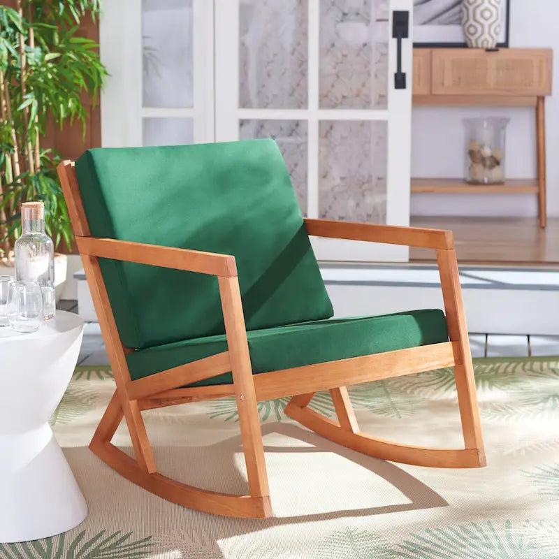 SAFAVIEH Rocking Chair d'extérieur Vernon avec Coussin - 26L x 38P x 31H