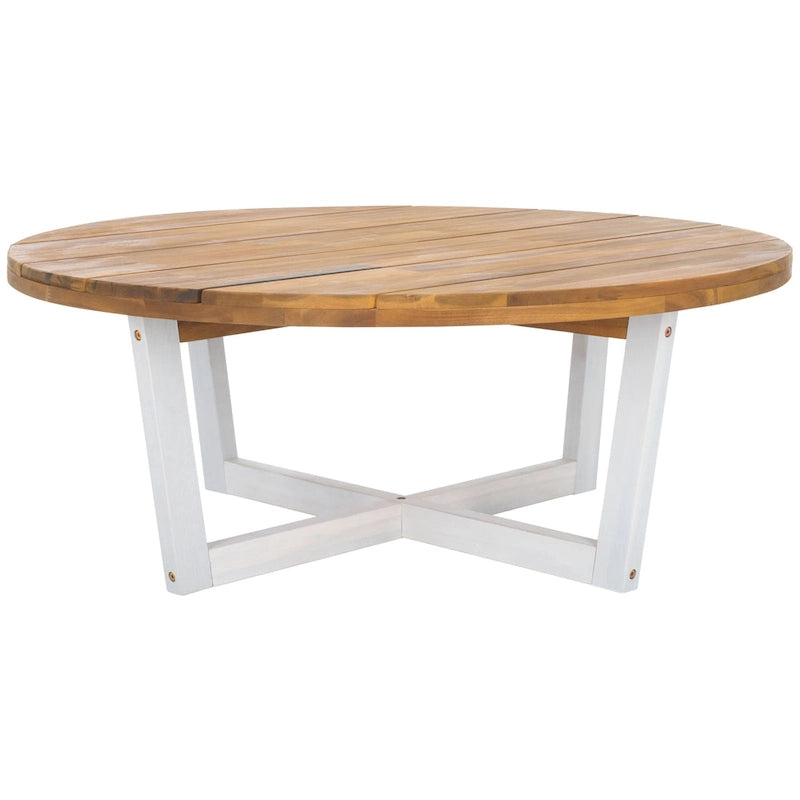 SAFAVIEH Outdoor Living Leo Table Basse Ronde en Bois Massif - 39 larg. x 39 prof. x 15 haut.