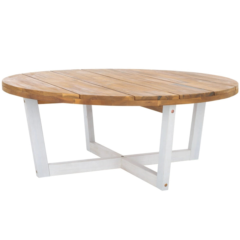 SAFAVIEH Outdoor Living Leo Table Basse Ronde en Bois Massif - 39 larg. x 39 prof. x 15 haut.
