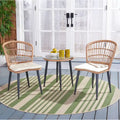 SAFAVIEH Outdoor Living Prenza Rattan 3-Piece Patio Lounger Set - Natural/Beige - 21W x 24D x 32H