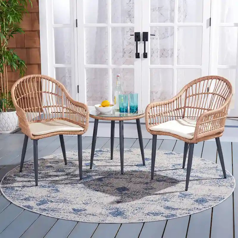 SAFAVIEH Outdoor Living Berlen 3-Piece Lounger Set - Natural/Beige - 22W x 24D x 34H