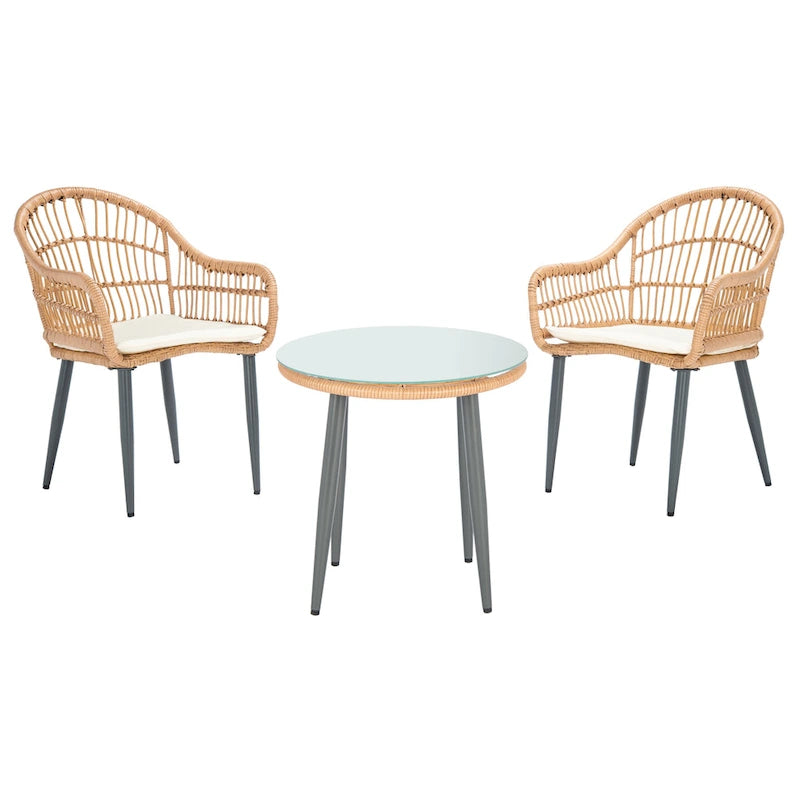 SAFAVIEH Outdoor Living Berlen Ensemble de 3 chaises longues - Naturel/Beige - 22L x 24P x 34H