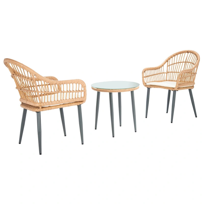 SAFAVIEH Outdoor Living Berlen Ensemble de 3 chaises longues - Naturel/Beige - 22L x 24P x 34H