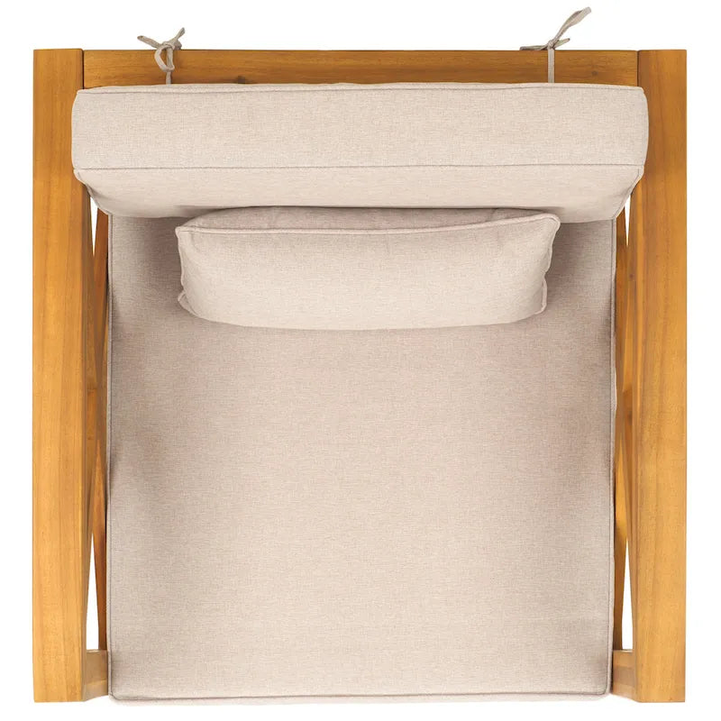 SAFAVIEH Outdoor Living Fauteuil en bois massif Crewe - Naturel/Gris clair - 30L x 30P x 31H