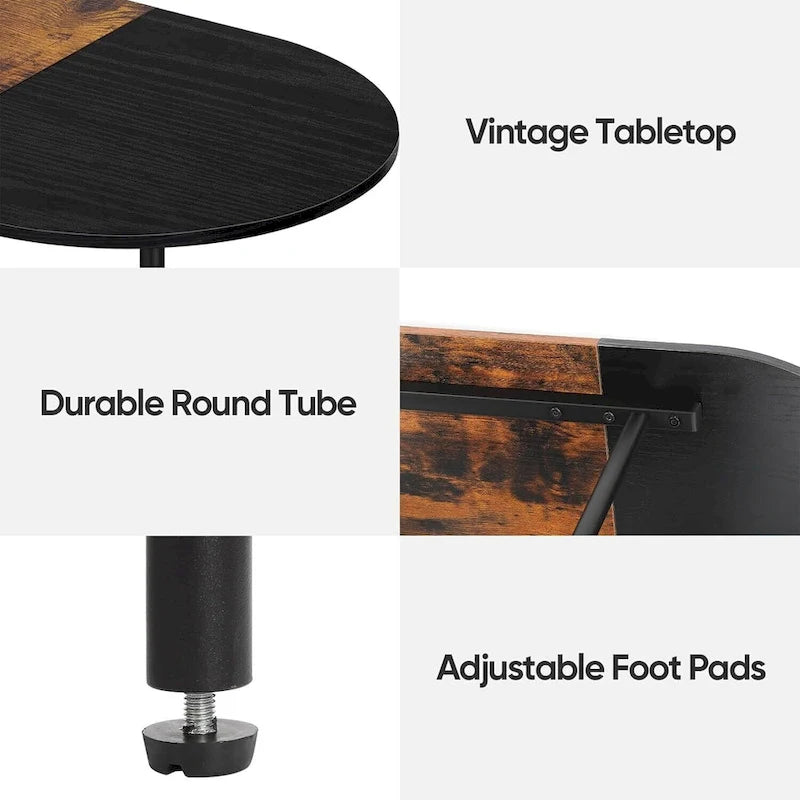 Table basse ovale du milieu du siècle avec rangement à 2 niveaux pour les petits espaces