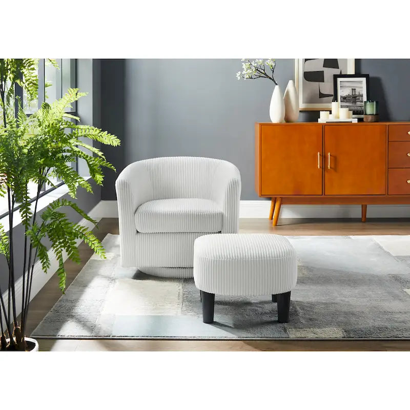 Rotating Accent Chair 360 Comfort Velvet Armchair Sofa with Ottoman