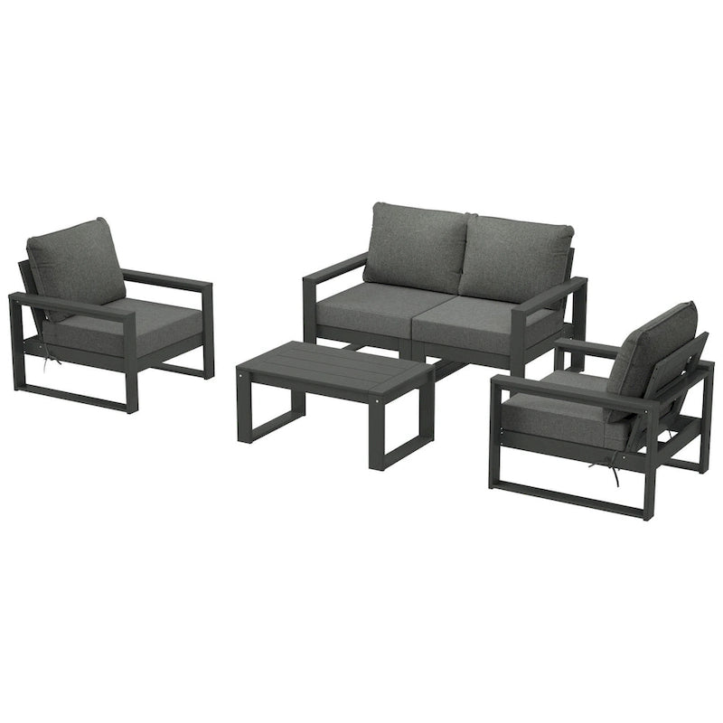 Polytrends Endless Patio Sectional 5-Piece Deep Seating Set with Gray Frame