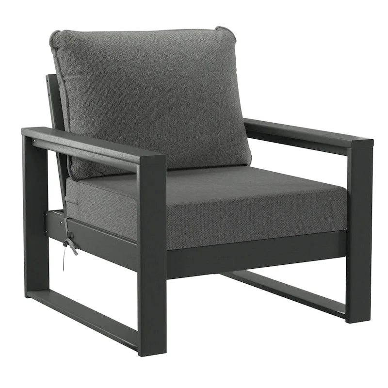 Polytrends Sectionnel de patio sans fin 5 pièces avec cadre gris et sièges profonds
