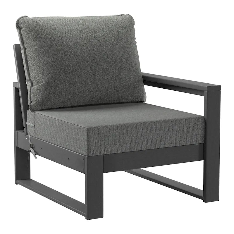 Polytrends Sectionnel de patio sans fin 5 pièces avec cadre gris et sièges profonds