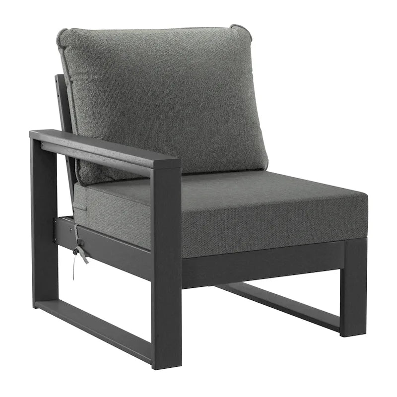 Polytrends Sectionnel de patio sans fin 5 pièces avec cadre gris et sièges profonds