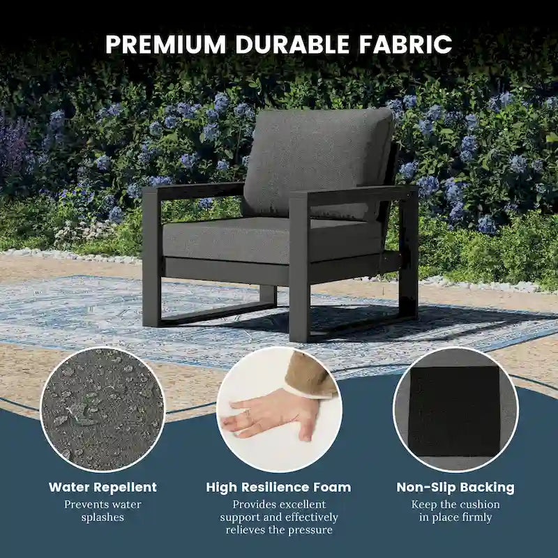 Polytrends Sectionnel de patio sans fin 5 pièces avec cadre gris et sièges profonds