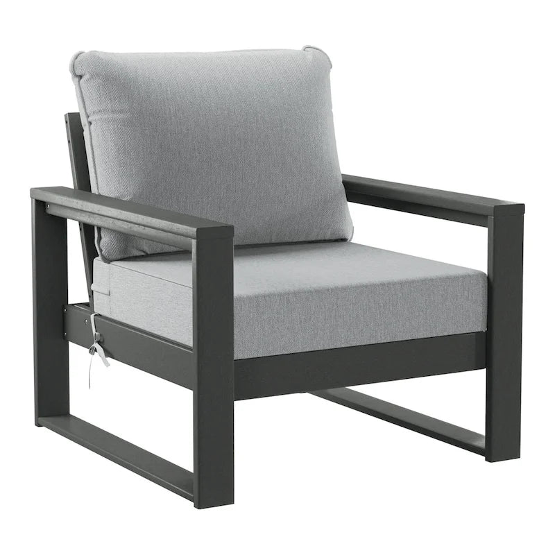 Polytrends Sectionnel de patio sans fin 5 pièces avec cadre gris et sièges profonds