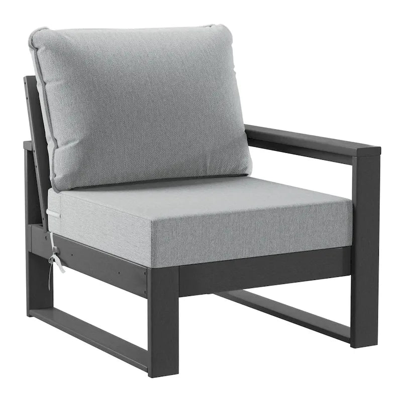 Polytrends Sectionnel de patio sans fin 5 pièces avec cadre gris et sièges profonds