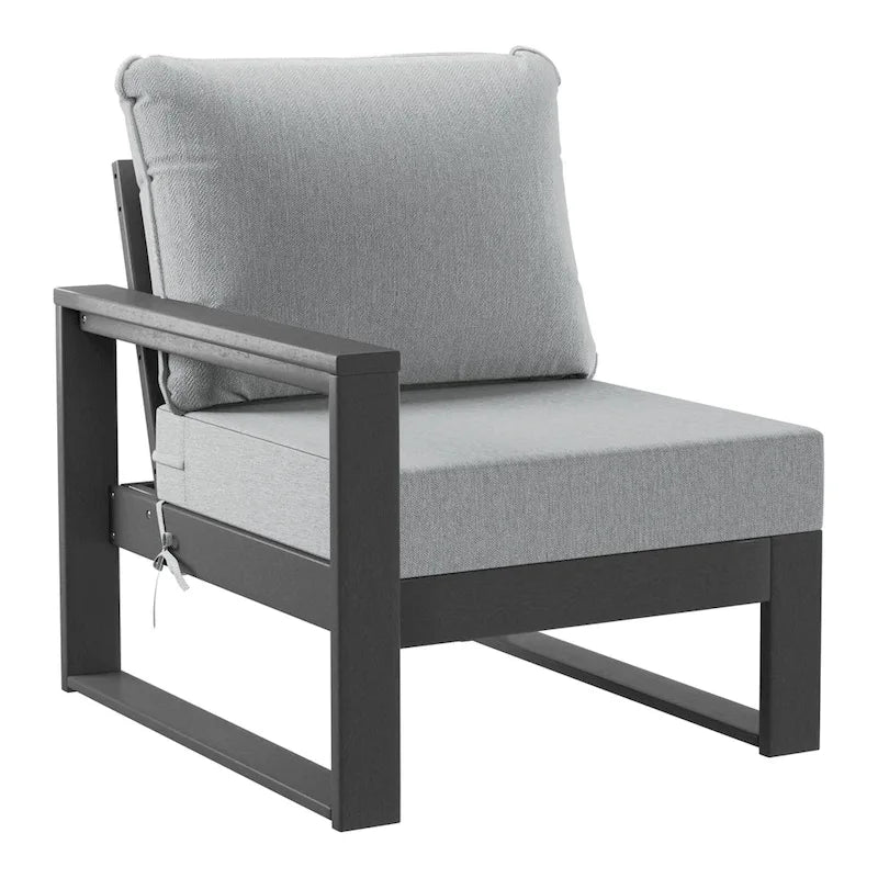Polytrends Sectionnel de patio sans fin 5 pièces avec cadre gris et sièges profonds
