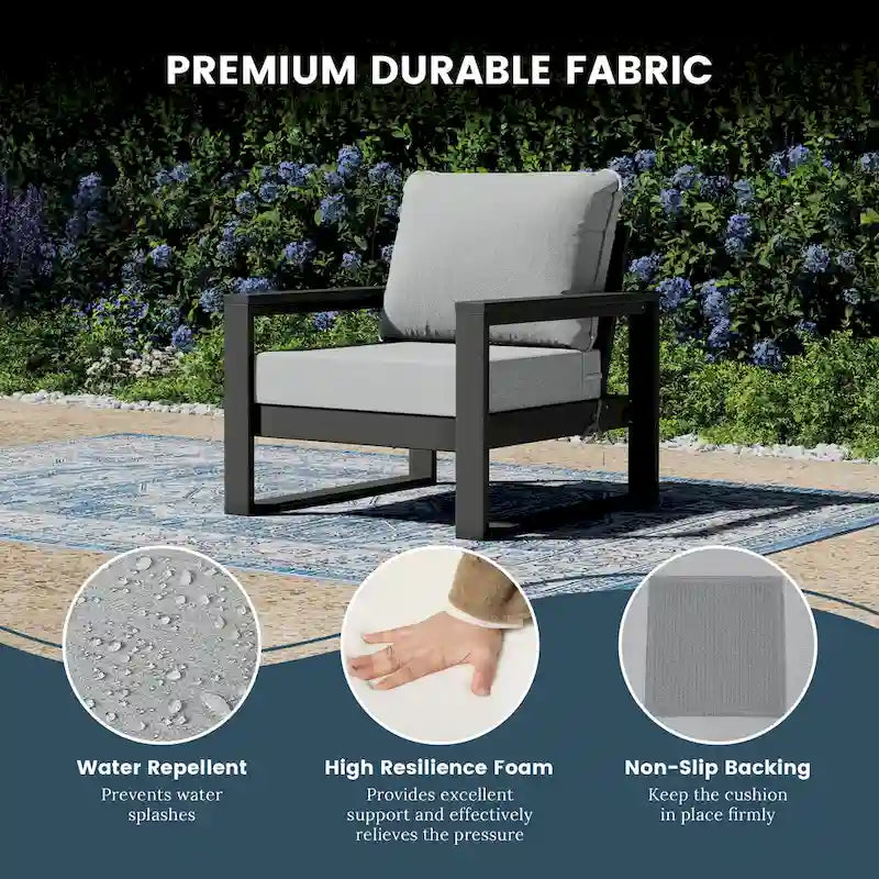 Polytrends Sectionnel de patio sans fin 5 pièces avec cadre gris et sièges profonds