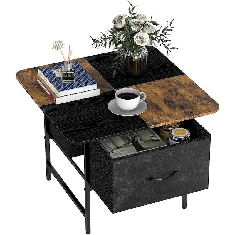 Table basse de ferme carrée avec 2 tiroirs pour petits espaces