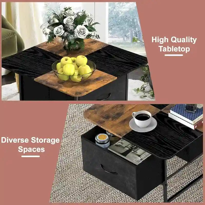 Table basse de ferme carrée avec 2 tiroirs pour petits espaces