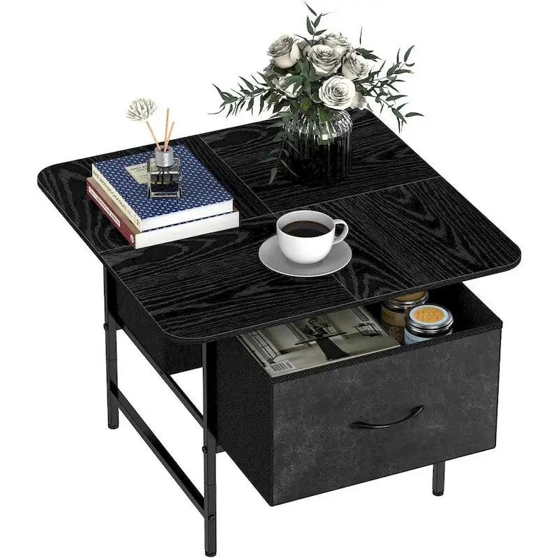 Table basse de ferme carrée avec 2 tiroirs pour petits espaces