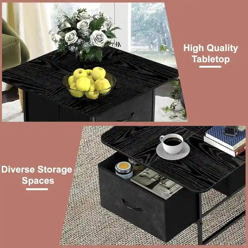 Table basse de ferme carrée avec 2 tiroirs pour petits espaces
