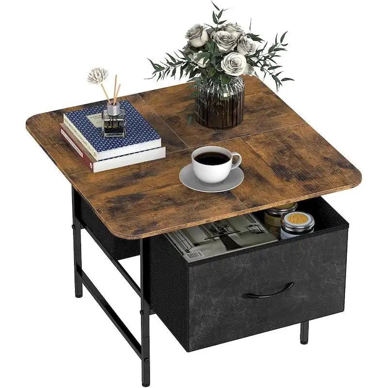Table basse de ferme carrée avec 2 tiroirs pour petits espaces