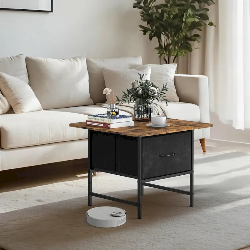 Table basse de ferme carrée avec 2 tiroirs pour petits espaces