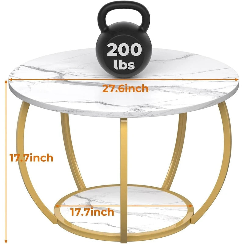 Table basse de ferme ronde avec rangement et pieds réglables pour petits espaces